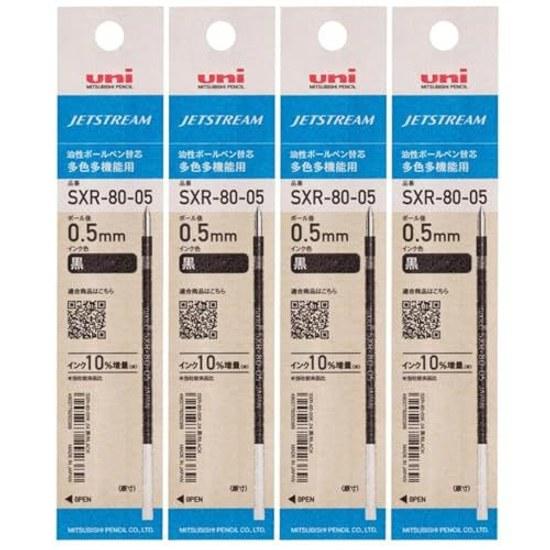 Jetstream Replacement Ink SXR8005 Black 0.5mm 4-Pack Multicolor Multifunction Oil-Based Ballpoint Pen