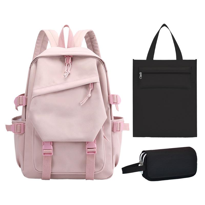 School Bag, Primary School Student Pencil Case, Zipper Tutoring Bag, Three-piece Set, Large Capacity.