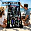 Custom Name Personalized Dandy's World Print Beach Towel, for Trip Camping Beach Party Home Decor, Birthday Gift for Family & Friends
