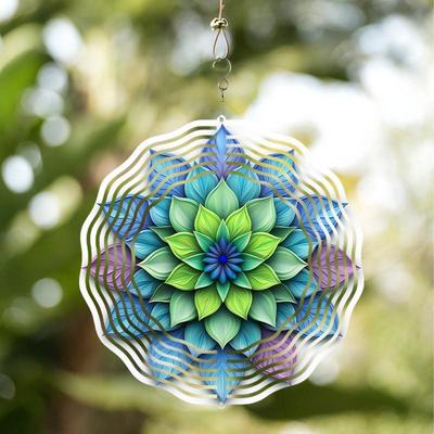 Molino de Viento Colgante de 10 Pulgadas con Gancho de 360 Grados para Decoración de Balcón y Jardín Decoración Exterior de Primavera y Verano Carrillones de Viento de Metal para Decoración del Hogar