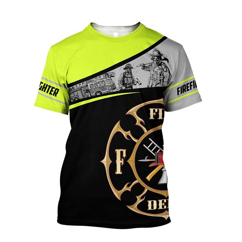 Sommer 3D Feuerwehrwehrmann Aufdruck T-Shirt Kinder Mode Streetwear Kurze Ärmel Harajuku Kleidung Fitnessstudio T-Shirts Für Männer T-Shirts