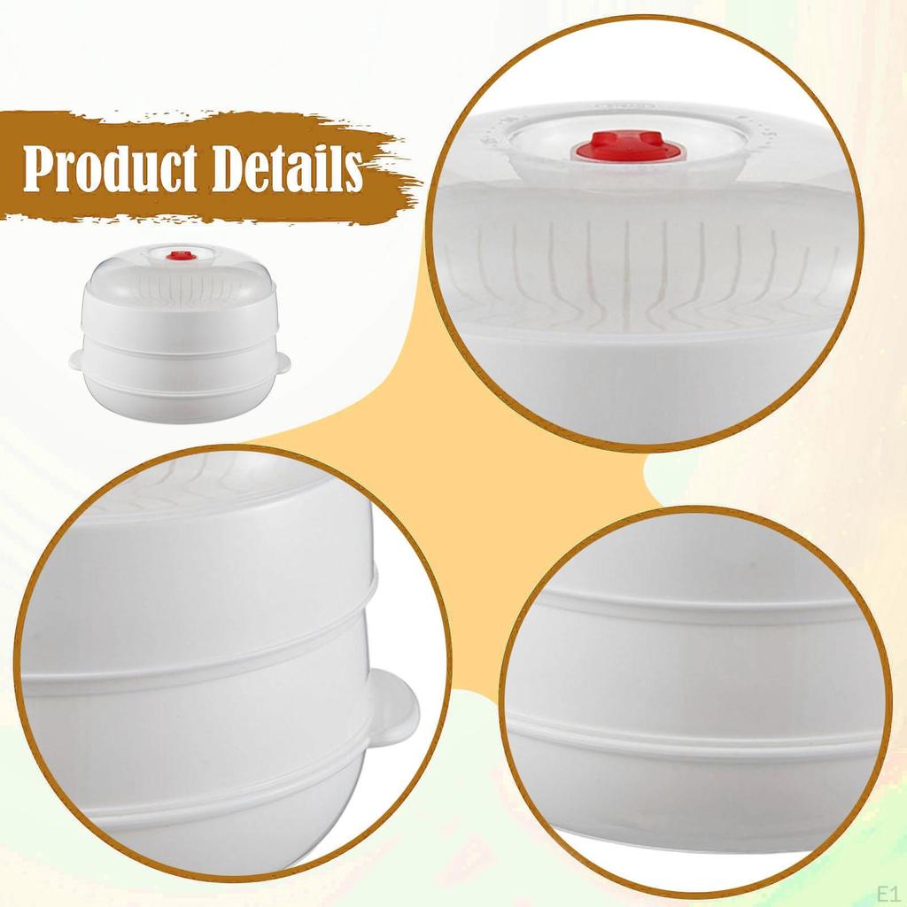 Microwave Steamer Cookware 2 Layer Versatile Easy to Clean Heating Food Steaming