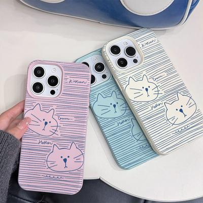 Line Cat Phone Case For IPhone 17 Air 16 16E 15 14 13 12 11 Pro Max 16 15 14 Plus Phone Case Bumber Cover 16E 15 14 Case