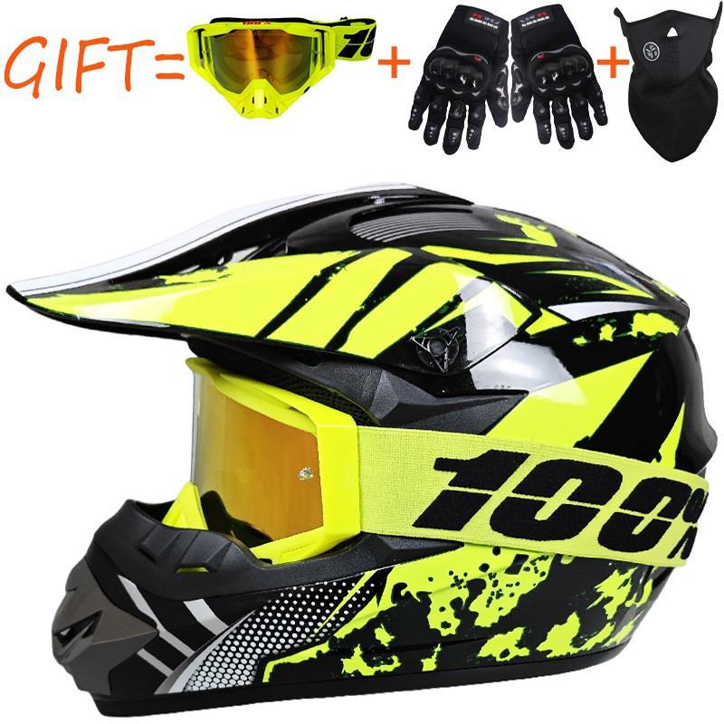 Equipped With 100% Goggles + Gloves Mask Off-road Helmet Mountain Biking Downhill Youth Go-kart