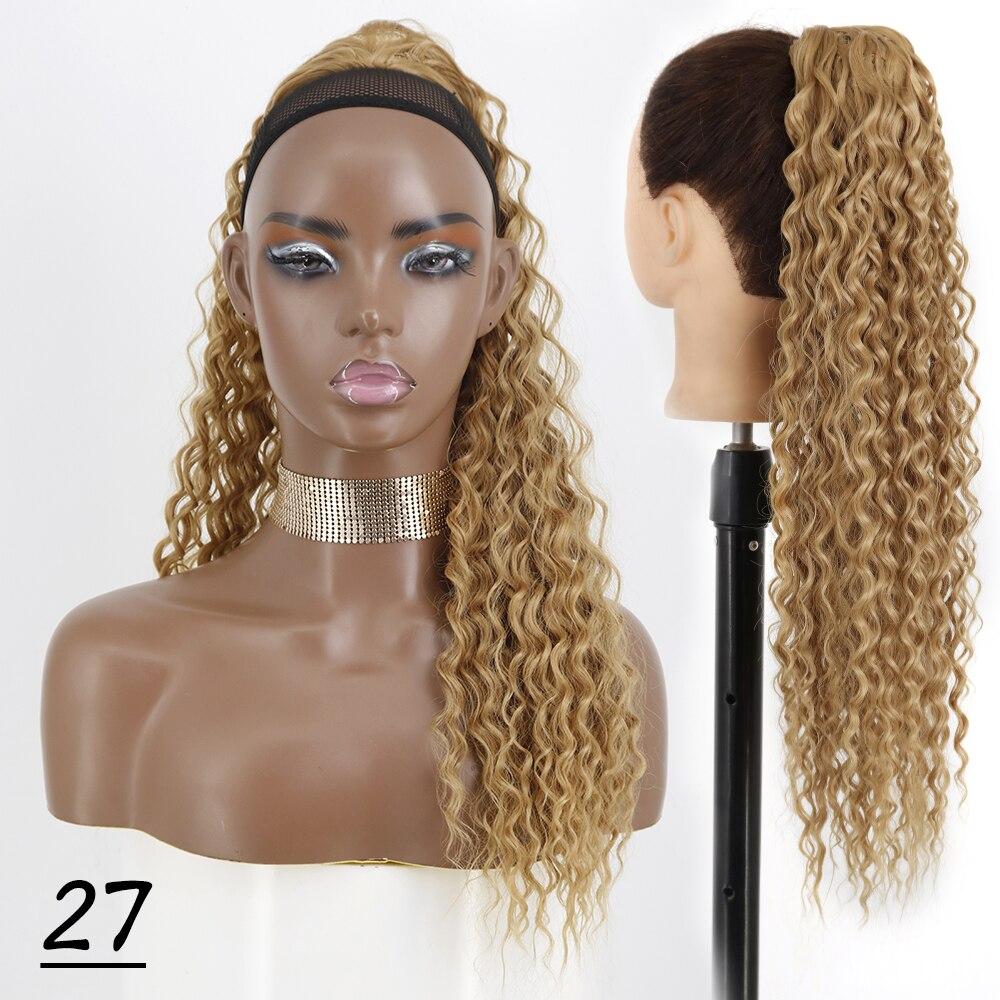 MISS WIG Women Long Kinky Curly Ponytail Hair Extensions Synthetic Drawstring Ponytail 26Inch Chip-In Wig Wrap Around Ponytail