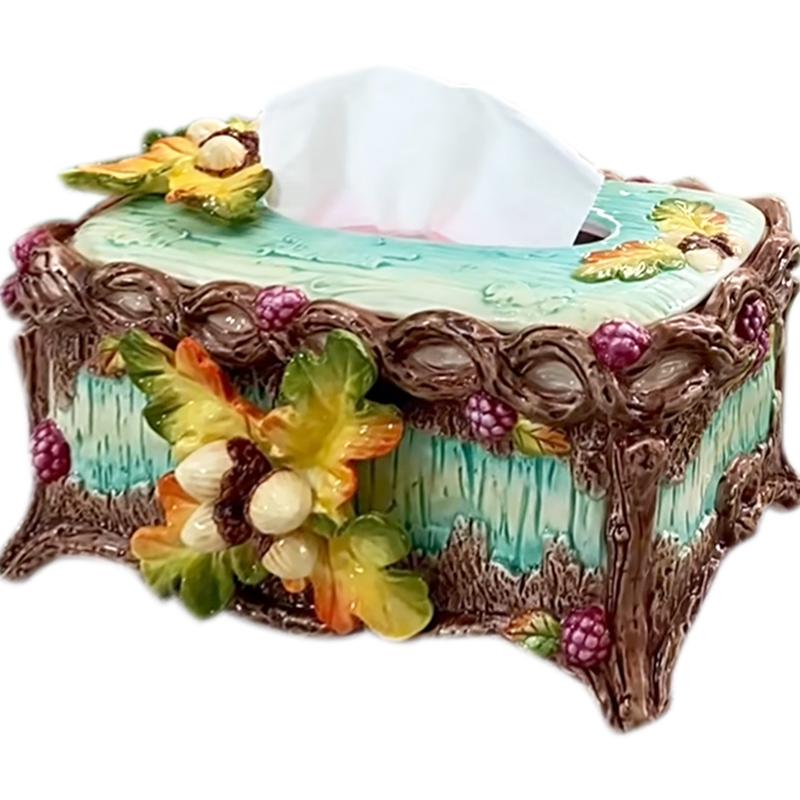 

Ceramic hazelnut large tissue box acorn holder American hand-painted coffee table living room decoration boxes