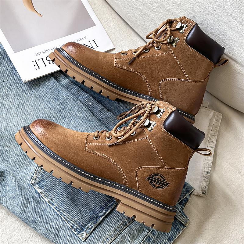 Hochwertige Herren Wüstenstiefel mit runder Zehenpartie, Winter, Freizeit, Leder, Outdoor-Stil, Stiefeletten, Britisch, Rutschfest, Hoher Schaft