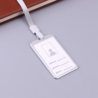 Soporte para Tarjeta de Identificación de Aleación de Aluminio Fácil de Montar Soporte para Tarjeta con Cordón Metálico Delgado Soporte para Insignia de Trabajo con Cordón Rígido Lugar de Trabajo