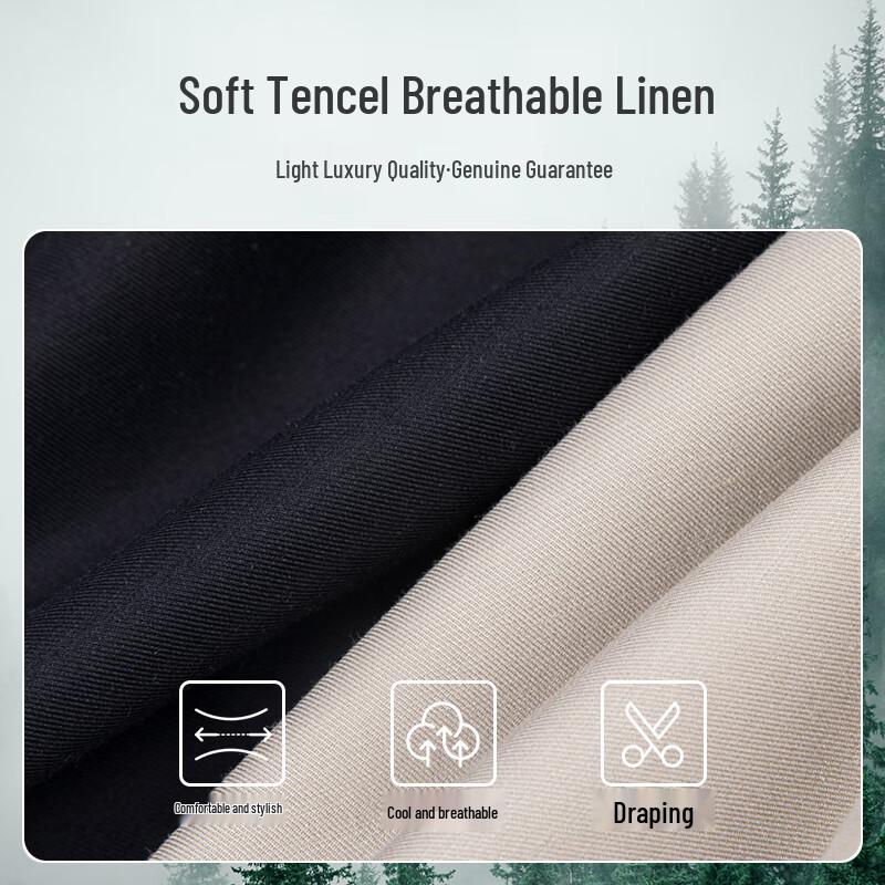 MONTAGUT Men's Straight-Leg Tencel Linen Blend Casual Pants