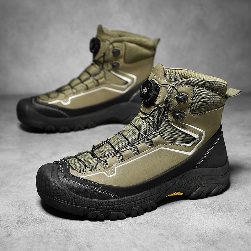 Fashion Upgraded Non-Slip Training Boots Male Outdoor High Top Shoes New Arrival Hiking Shoes Men Casual Leather Ankle Boots Biker Botas