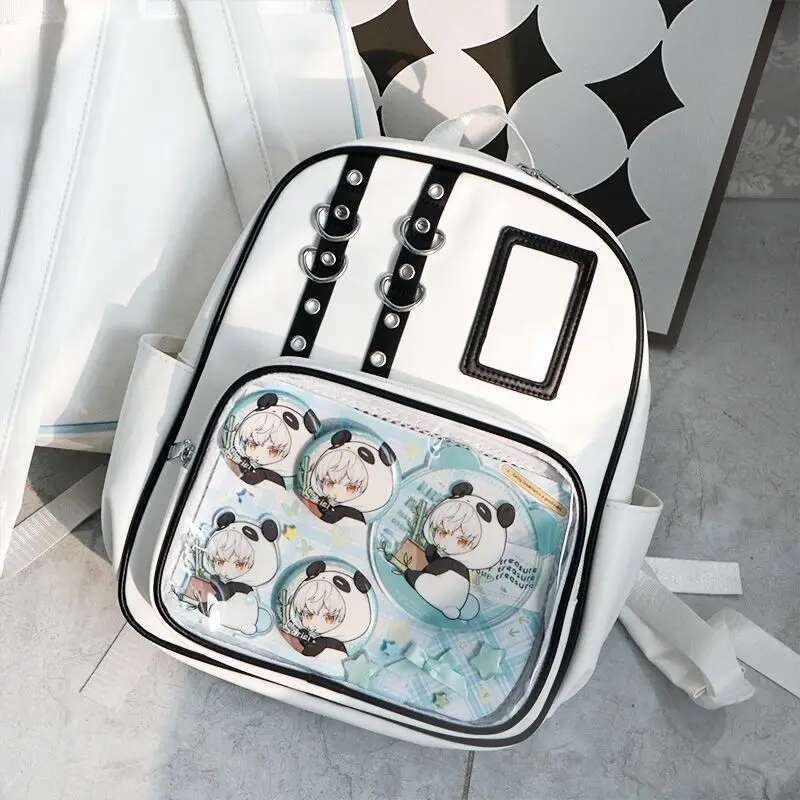 

Y2K Cute Mini Backpack Women Kawaii Ita Bag Sweet Girl Transparent Rucksack DIY Display Knapsack Lolita Preppy Style School Bags 33x30x14cm no badges