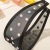 Creative Mesh Pearls Headband Headwear Black White Hairband Rhinestone Wide Hair Hoop  Girls