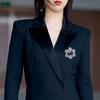 European and American Retro Alloy Diamond-studded Flower Brooch Fashionable Large Flower for Formal Dress