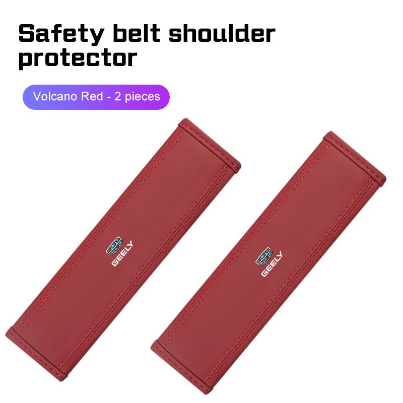 2Pcs Car Seat Belt Nappa Leather Safety Belt Shoulder Covers For Geely Galaxy L7 L6 Boyue Borui Coolray Emgrand GE NL3 EX7 2026