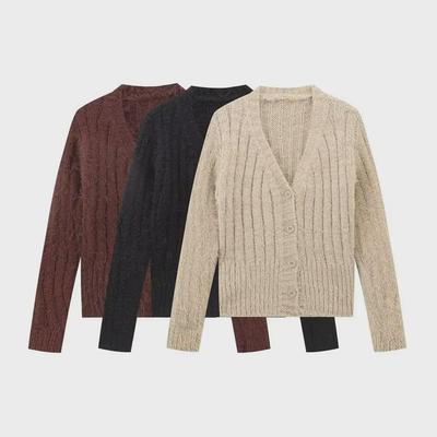 Autumn Gentle V-Neck Knitted Cardigan - Soft Slim Women's Sweater Jacket