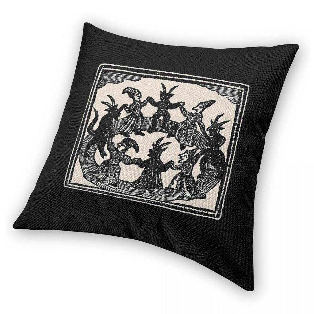 Witches Circle Dance Square Pillowcase Polyester Linen Velvet Creative Zip Decorative Pillow Case Home Cushion Cover