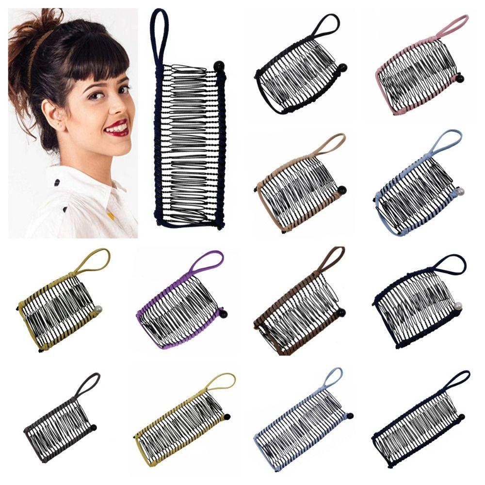 

Ponytail Barrettes Stretch Banana Clip Lazy Hair Claws Clips Hair Accessories Women Hair Comb 20 tooth серый