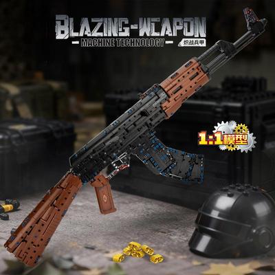 1:1:1 AK-47 triecienšautenes modelis no konstruktora klucīšiem, detalizēts DIY saliekams militārais displeja modelis, kolekcionējams dāvanu komplekts pieaugušajiem
