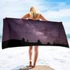Stjerneklar Nattehimmel Strandhåndklæde, Mikrofiber Super Absorberende Strandhåndklæde, Blødt og Komfortabelt Badeværelse Håndklæde Sandfrit Strandhåndklæde