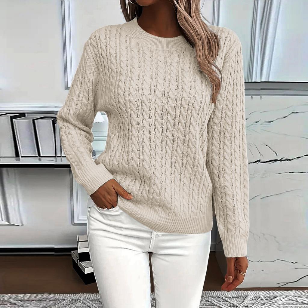 Damen Pullover Langarm Herbst Weich Leichter Strick Lockerer Pullover Tops