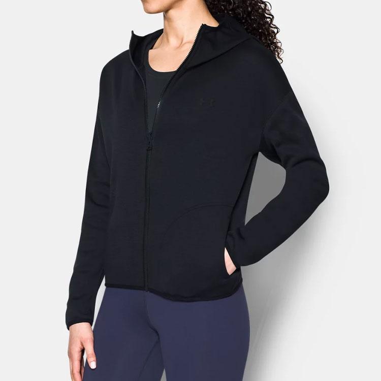 Under Armour Solid Color Waterproof Windproof Sports Training Hooded Jacket Women Jackets Black 1290202-001
