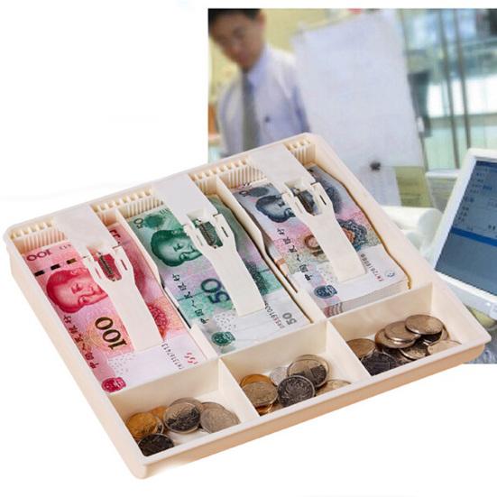 3 Grid Money Cash Coin Register Cashier Box Insert Tray Storage Drawer Organizer