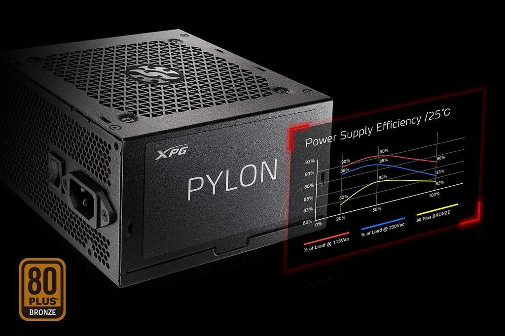 XPG PYLON 650W PC Power Supply Unit Bronze [80PLUS Certified] PYLON650B-BKCJP