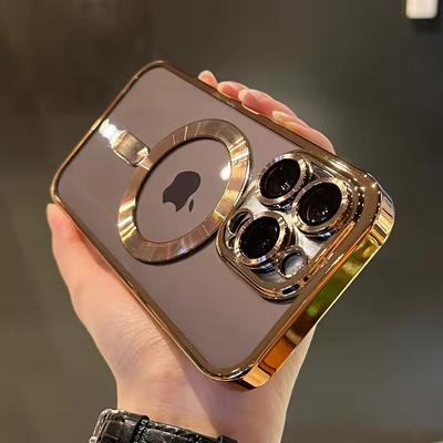 Lüks Manyetik Magsafe Kablosuz Şarj Kaplama Şeffaf Kılıf iPhone 11 12 13 14 15 16 17 Pro Max 16E için Darbeye Dayanıklı Silikon Kapak