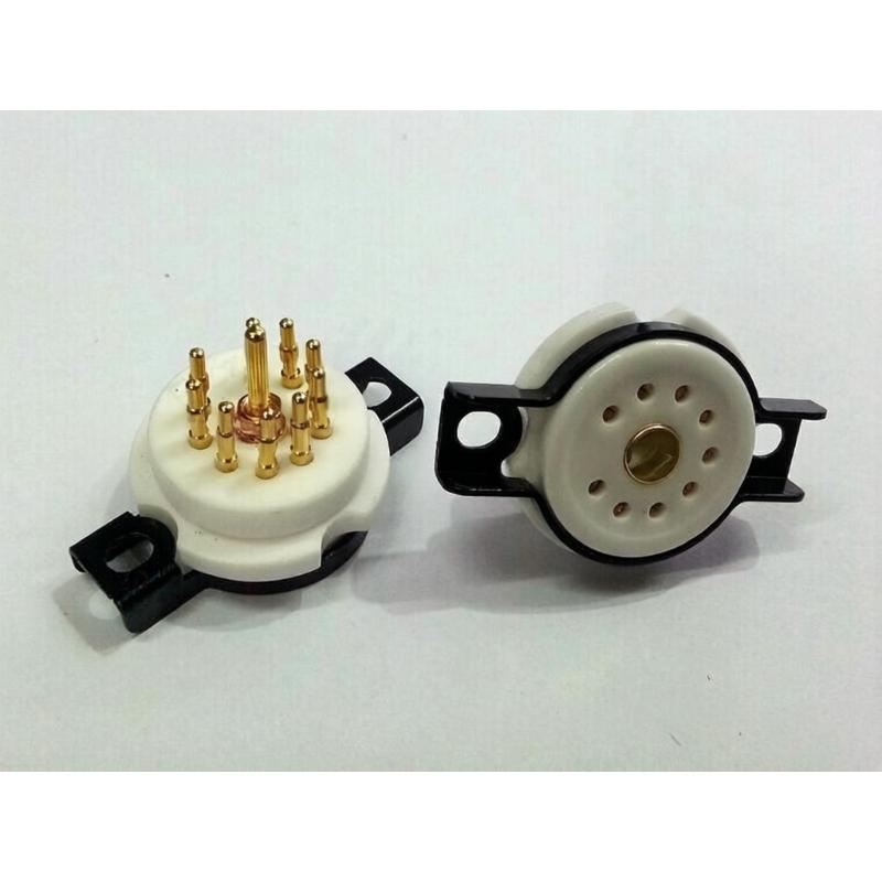 9-Pin Keramikröhrenfassung, ABS-Kupferbasis für die Reparatur von Audiogeräten und DIY-Verstärkerbauprojekte, 1 Stück