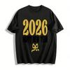 2026 Happy New Year Graphic Tee Casual Holiday Themed Top For Men Women Pure Cotton T-shirt