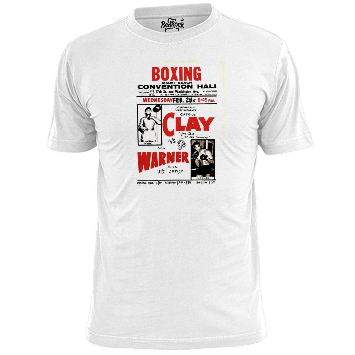 

Mens Clay V Warner Vintage Boxing Poster T shirt Heavyweight Ali L