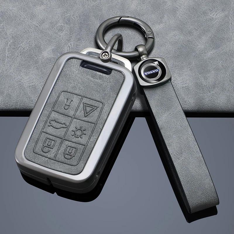 Zinc Alloy Leather Car Key Remote Cover Full Case For Volvo S60 S80 V60 XC60 XC70 S60L V40 XC90 Keychain Bag Shell Accessories KC8