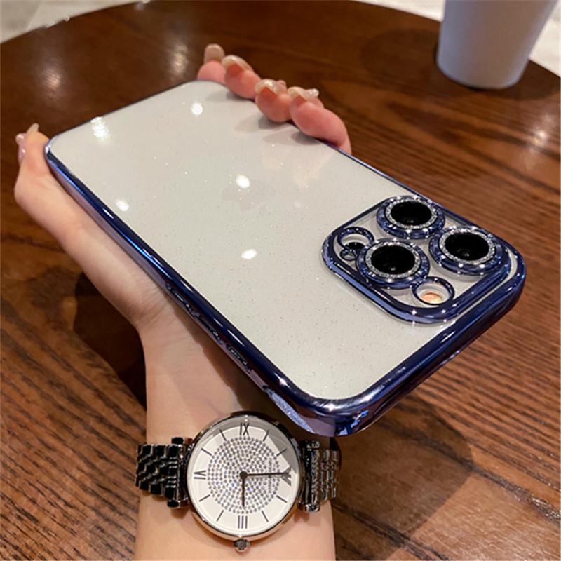 Compatible Glitter Lens Film Phone Case for Apple 17 Pro Max & 16 Pro with Electroplated TPU Full Coverage & Drop Protection