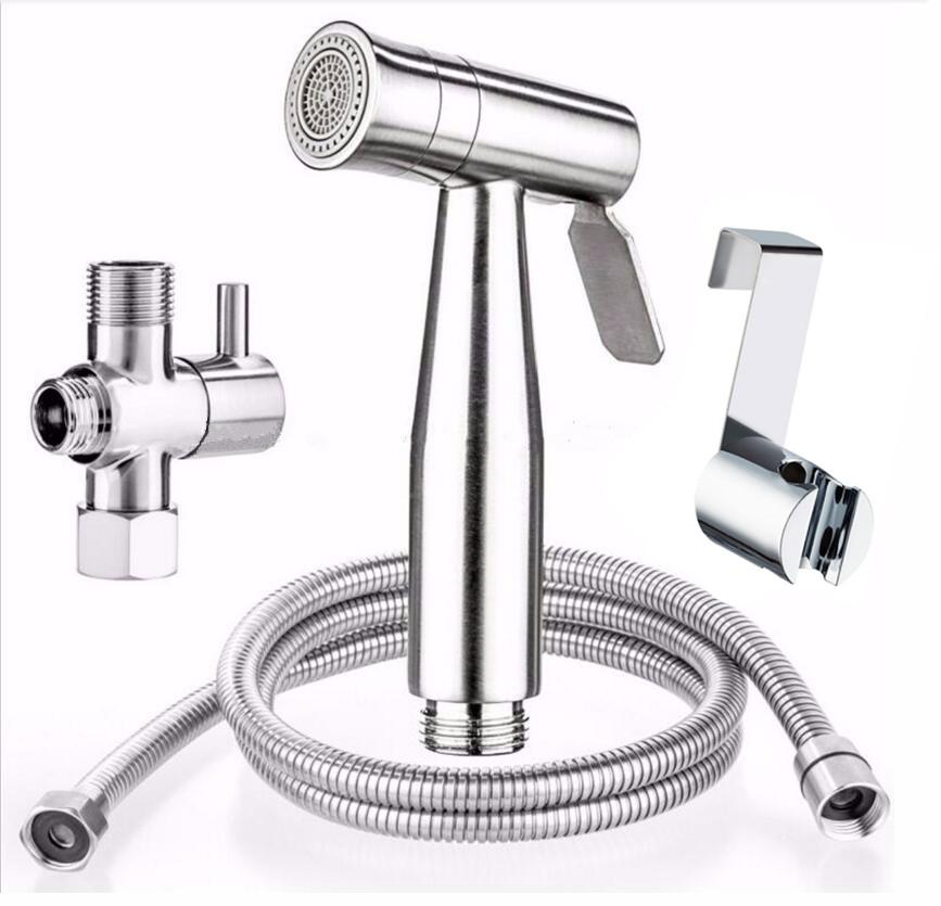 304 Stainless Steel Modern Wall-Mounted Two-Way Bidet Sprayer Complete Hand Bidet Set
