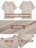 Womens Cotton V Neck T Shirt Short Sleeve Oversized Boyfriend Tunic Tee