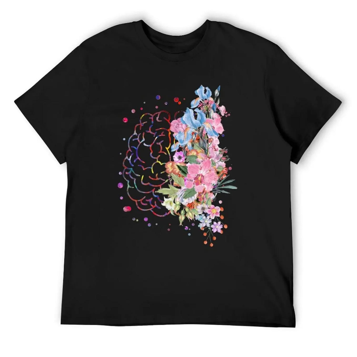 

Brain anatomy, watercolor Brain, flowers brain, brain with Flowers T-Shirt shirts graphic tees Funny t-shirt men t shirt XXXXXL чорний