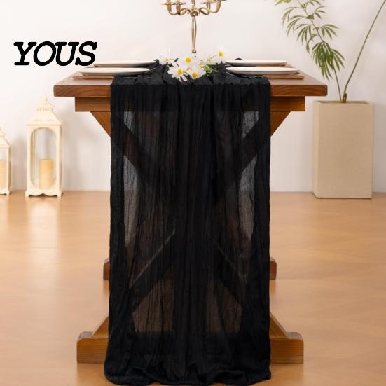 Charming Dining Decor Cheesecloth Table Runner, Boho Rustic Gauze Wrinkled Farmhouse High Quality Runner Sheer for Wedding Party Baby Shower Birthday