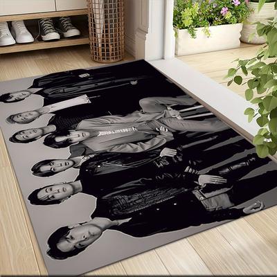 Group Portrait Black Carpet Rug Soft Washable Antislip Home Living Room Sofa Mats Personalized Christmas Rug