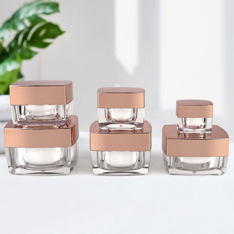 5-50G Quadratischer Leerer Gesichtscreme-Tiegel Tragbarer Kosmetikbehälter Probenflasche Acryl Für Reisen Kosmetikstudio Verpackungsmaterialien
