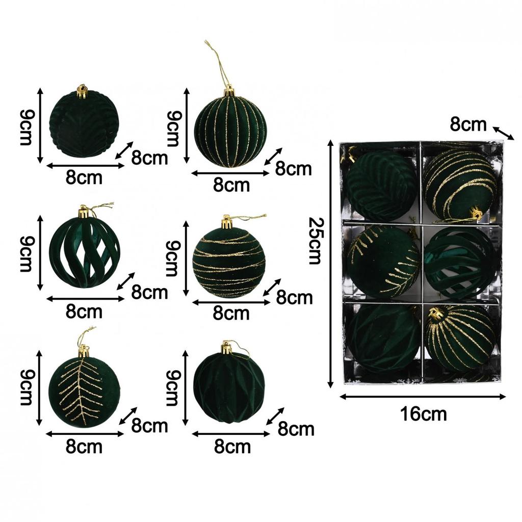 Enhance Your Party 6PCS 8cm Christmas Ball Ornaments for Tree Decoration
