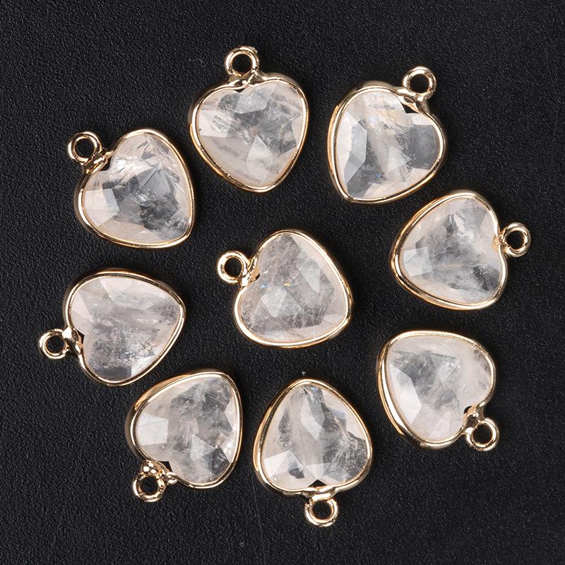 11mm Heart Cut Semi-Precious Stone Bread Edge Pendant for DIY Jewelry