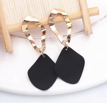 Double Rhombus Shape Dangle Earrings for Women Hollow Golden Metal Lattice Drop Earrings Geometry Party Punk Jewelry
