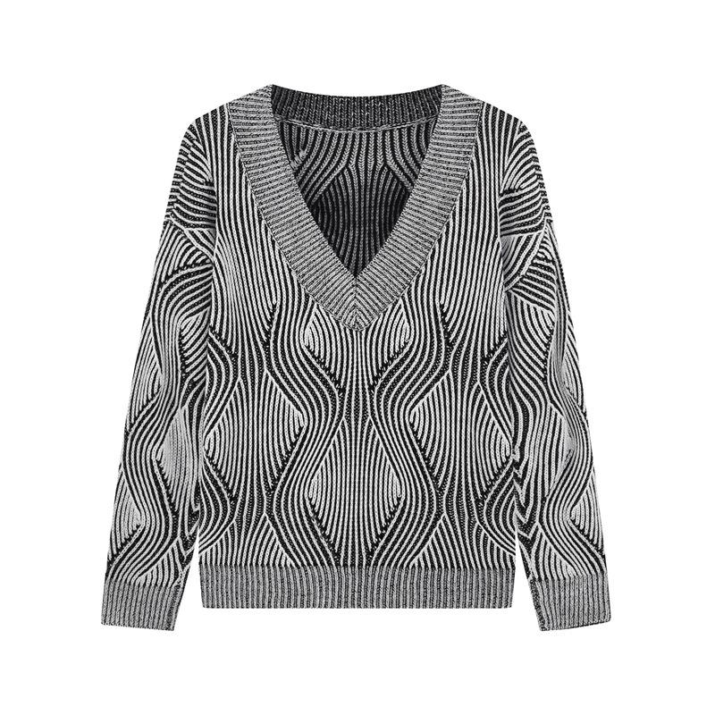 

2025 V-Neck European & American Knit Sweater - Fashionable Pullover for Spring, Autumn & Winter 4XL