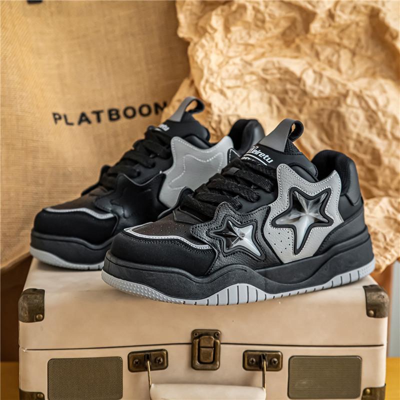 Neue Retro Vielseitige Herren Freizeit Board Schuhe mit Dicken Sohlen Langlebig Leicht Bequem Personalisierte Schnür-Sneaker