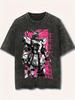 Gundam RX-78-2 Koszulka Męska Vintage Acid Wash Różowa Cyberpunk Mecha Streetwear Oversize Retro Mobile Suit Japońskie Koszulki Graficzne