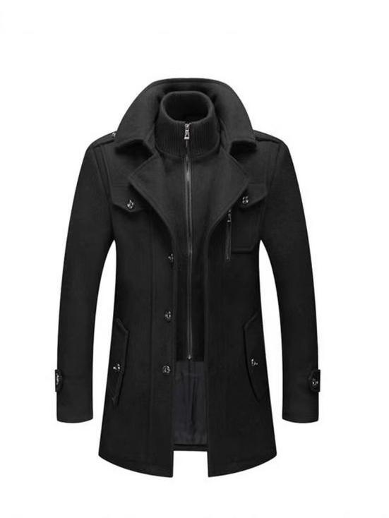 Men's Business Woolen Coat - Double Collar, Autumn/Winter Fashion Outerwear