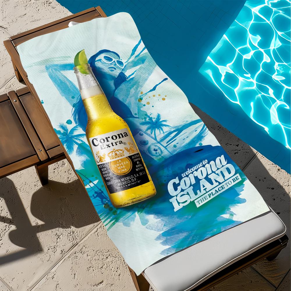 C-corona Towel Beach Quick Dry Soft Pool E-extra Beer Towels Gift for Travel Gym Shower Camping sports