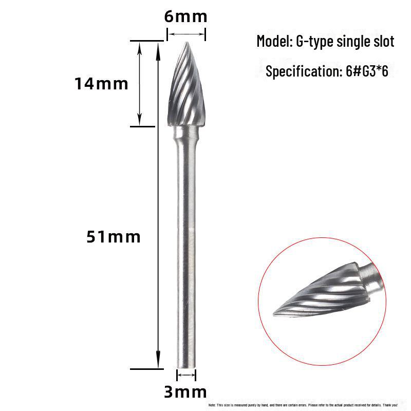 Tungsten Steel Grinding Head Carbide Rotary File for Metal Polishing, Wood Carving, Milling Cutter - 3x6mm