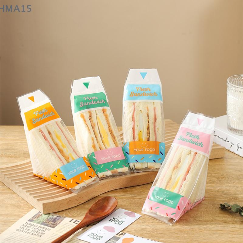 100 pezzi di involucri per sandwich speciali monouso facili da strappare trasparenti triangolari per torte e pane
