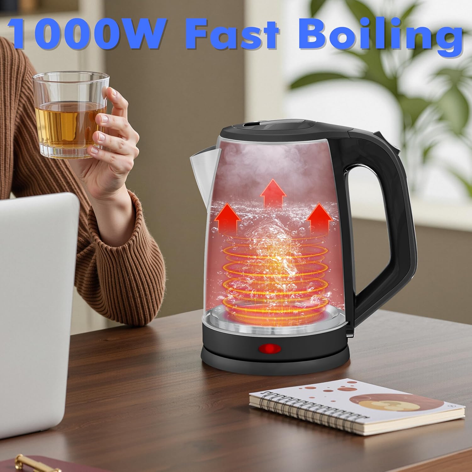Stariver 2.5L Large Electric Kettle, BPA Free Stainless Steel Water Heater, Fast Boil Electric Tea Kettle, Water Boiler with Auto Shut-Off & Boil-Dry